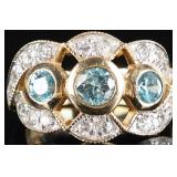 10K YELLOW GOLD LADIES RING W/ TOPAZ & QUARTZ