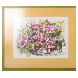 ARTEMIS SIGNED ACRYLIC FRAMED FLOWER PAINTING