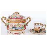 CAPODIMONTE SERVING BOWL & CUP WITH SAUCER