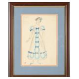 DOBUZHINSKY EUGENE ONEGIN COSTUME SKETCH RIBBONS