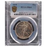 PR64 PCGS 1938 FINE SILVER HALF DOLLAR WALKING LIB