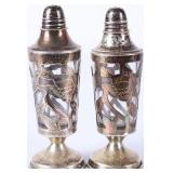 VINTAGE MEXICAN GLASS & STERLING S&P SHAKER SET