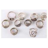 ASSORTED STERLING SILVER LADIES RINGS LOT OF 10