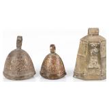 ANTIQUE CHINESE BRASS BELLS - LOT OF 3