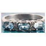 STERLING SILVER BLUE TOPAZ CZ LADIES RING