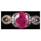 STERLING SILVER PINK RUBY TOPAZ LADIES RING