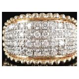 14K YELLOW GOLD DIAMOND CLUSTER LADIES RING