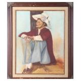 B.DEKLE PORTRAIT OF WOMAN SMOKING OIL ON CANVAS