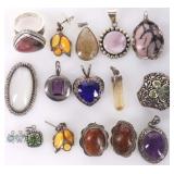 STERLING SILVER LADIES EARRINGS & PENDANTS (14)
