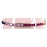 10K YELLOW GOLD MULTICOLORED SAPPHIRE BRACELET