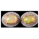 EFFY 14K WHITE & ROSE GOLD OPAL DIAMOND EARRINGS
