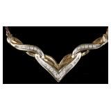 10K YELLOW/ROSE GOLD LADIES NECKLACE W/ DIAMONDS