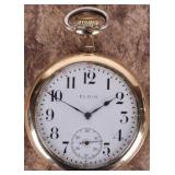 VINTAGE 9K YELLOW GOLD ELGIN MENS POCKET WATCH