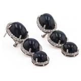43.81CTW SAPPHIRE & 1.88CTW DIA 14K GOLD EARRINGS