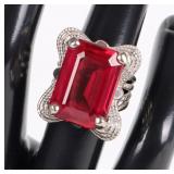 14K WHITE GOLD 18.06MM X 12.93MM RUBY LADIES RING