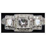 ART DECO 14K WHITE GOLD LADIES RING W/ DIA STIMS
