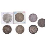 90% SILVER ASSORTED MORGAN/ PEACE DOLLARS - (7)