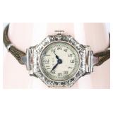 VINTAGE 18K WHITE GOLD LADIES ELGIN WRISTWATCH