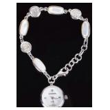 STERLING MOTHER OF PEARL CHINESE BRACELET WATCH