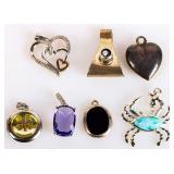 STERLING SILVER PENDANTS LOT OF SEVEN