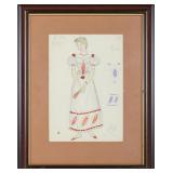 DOBUZHINSKY EUGENE ONEGIN COSTUME SKETCH BLONDE