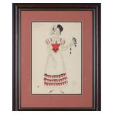 DOBUZHINSKY EUGENE ONEGIN COSTUME SKETCH RED