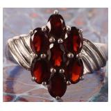 STERLING SILVER OVAL GARNET LADIES RING