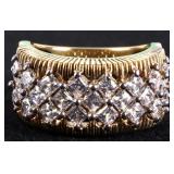 GOLD-TONED STERLING SILVER CUBIC ZIRCONIUM RING