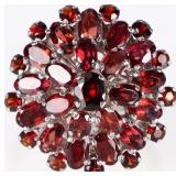 STERLING SILVER LADIES RING W 35 GARNET GEMSTONES