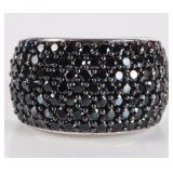 STERLING SILVER BLACK CUBIC ZIRCONIUM LADIES RING