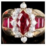 14K YELLOW GOLD LADIES RING W/ SAPPH RUBY & TOPAZ