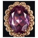 14K YELLOW GOLD PURPLE SAPPHIRE LADIES RING