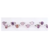 PURPLE NATURAL AMETHYST LADIES SILVER-TONE RINGS