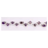 PURPLE NATURAL AMETHYST LADIES SILVER-TONE RINGS