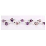 PURPLE NATURAL AMETHYST LADIES SILVER-TONE RINGS