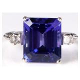 9.55CT VIOLET TANZANITE DIAMOND PLATINUM RING GIA