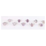 PURPLE NATURAL AMETHYST LADIES SILVER-TONE RINGS