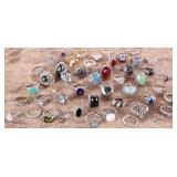 LARGE STERLING SILVER WOMEN/MENS RING LOT (47)