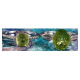 STERLING SILVER PERIDOT DIAMOND LADIES RINGS - (2)