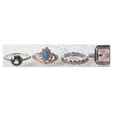 STERLING SILVER LADIES RINGS - LOT OF 4