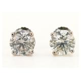 2.99CTW 18K WHITE GOLD LADIES STUD EARRINGS NEW