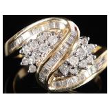 10K YELLOW GOLD DIAMOND LADIES CLUSTER RING
