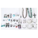 LARGE LADIES SOUTHWEST STERLING JEWELRY LOT OF 30