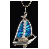 14K YELLOW GOLD DIAMOND BOULDER OPAL NECKLACE