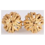 14K YELLOW GOLD LADIES ROUND BAUBLE STUD EARRINGS