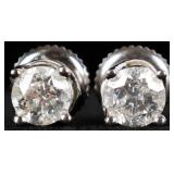 14K WHITE GOLD LADIES STUD EARRINGS W/ DIAMONDS