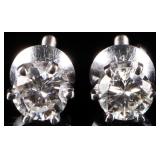 14K WHITE GOLD NATURAL DIAMOND LADIES EARRINGS