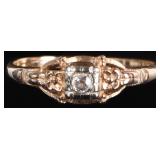 PETITE 14K YELLOW GOLD LADIES RING W/ DIAMOND