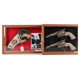 VINTAGE 1950'S HUBLEY & LESLIE CAP GUNS FRAMED-(3)