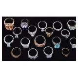 FINELY CRAFTED LADIES RINGS (18) ONE GOLD-PLATED